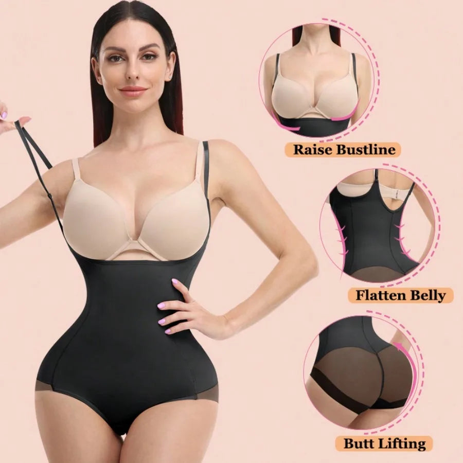 Shapewear For Women Tummy Control Bodysuits Waist Trainer Body Shaper Slimming Underwear Open Bust Compression Belly Girdles