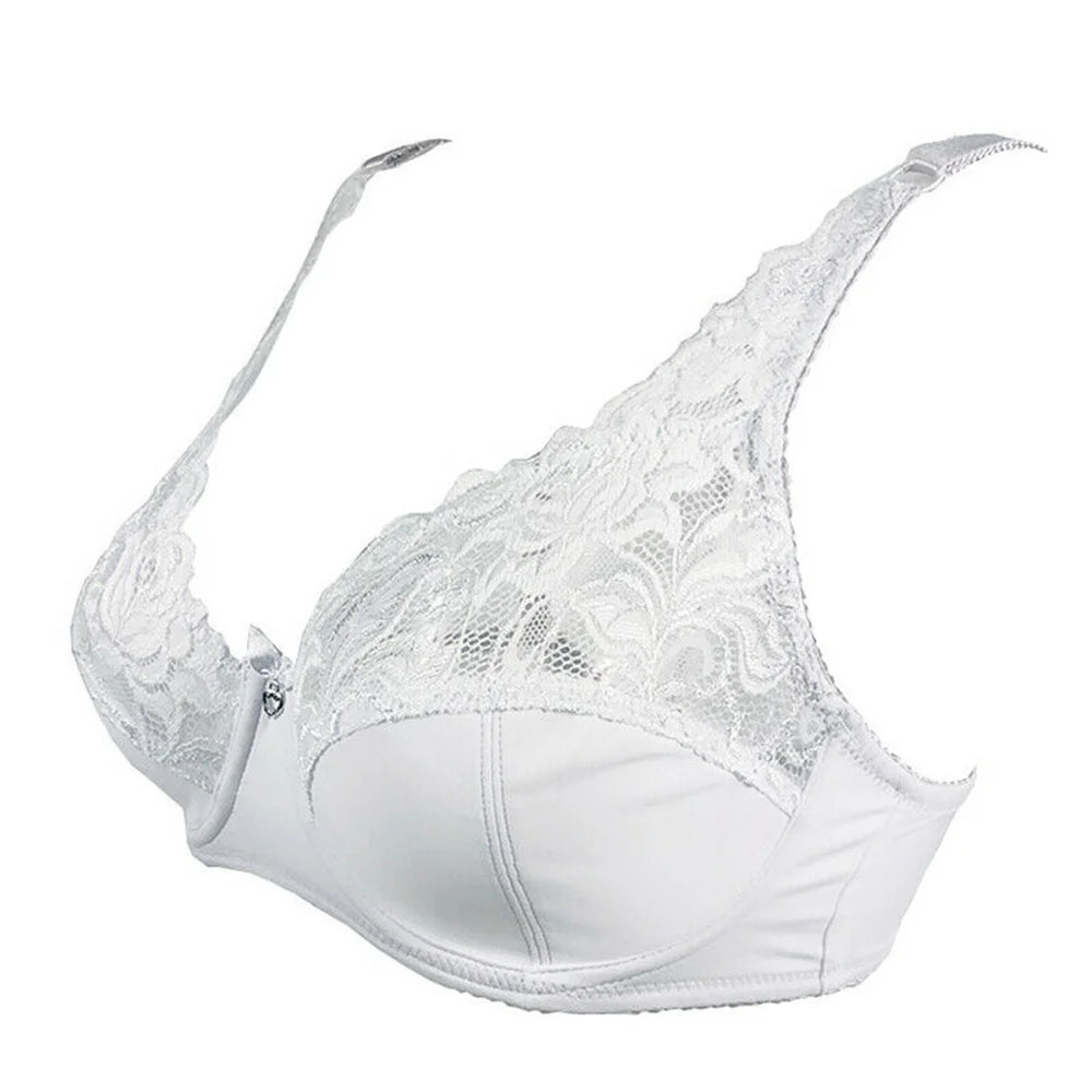 BCHRAYIUP Women's Underwired Non Padded Bra Sexy Sheer Lace Plunge Soft Cups Comfort Bra 34 36 38 40 42 44 B C D E