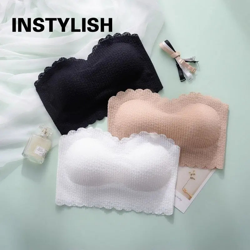 Women Seamless Bralette Sexy Invisible Bra Tube Tops Strapless Bras Lingerie Wireless Wedding Brassiere Push Up Underwear