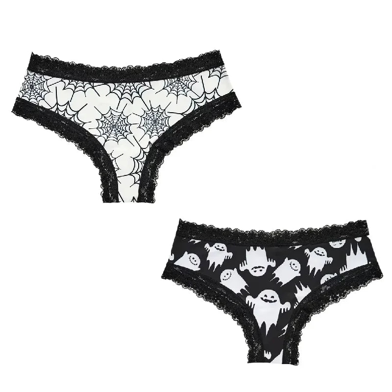 2Pc Set Lingerie Woman Sexy Underwear Lace Female Underwear Ghost Bat Butterfly Gothic Style Breathable Panties For Women