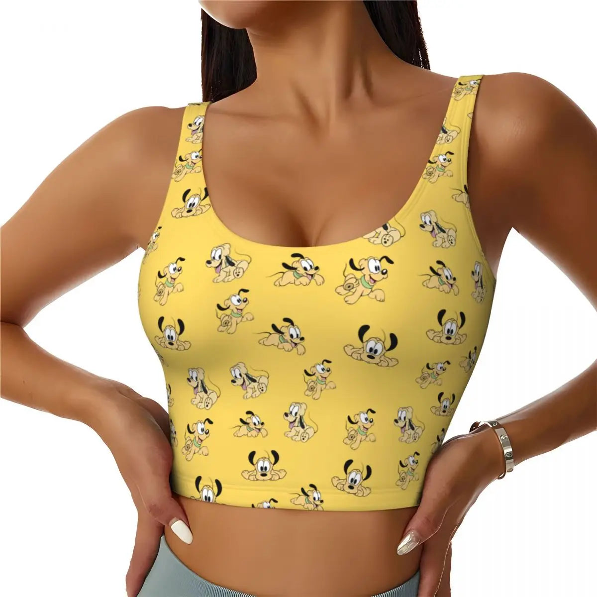 Custom Pluto Anime Manga High Impact Sports Bras for Women Classic Seamless Workout Yoga Crop Tank Tops