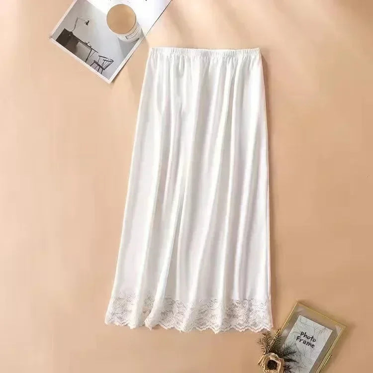 Womens Girls Modal Half Slips Underskirt Basic Soft Lace Trim Petticoat Underdress Intimates Safety Skirt Underwear