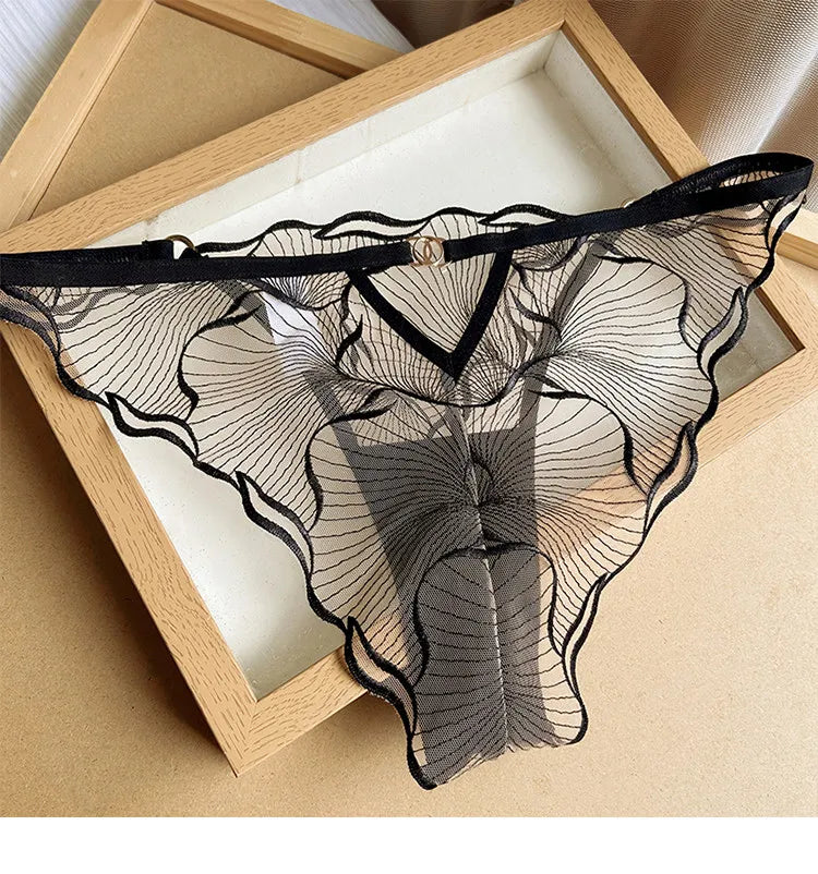 Erotic Lingerie Sets Sheer Transparent Lace Bras for Women Sexy Embroidery Push Up Bra and Thong Matching Set  Underwear Women