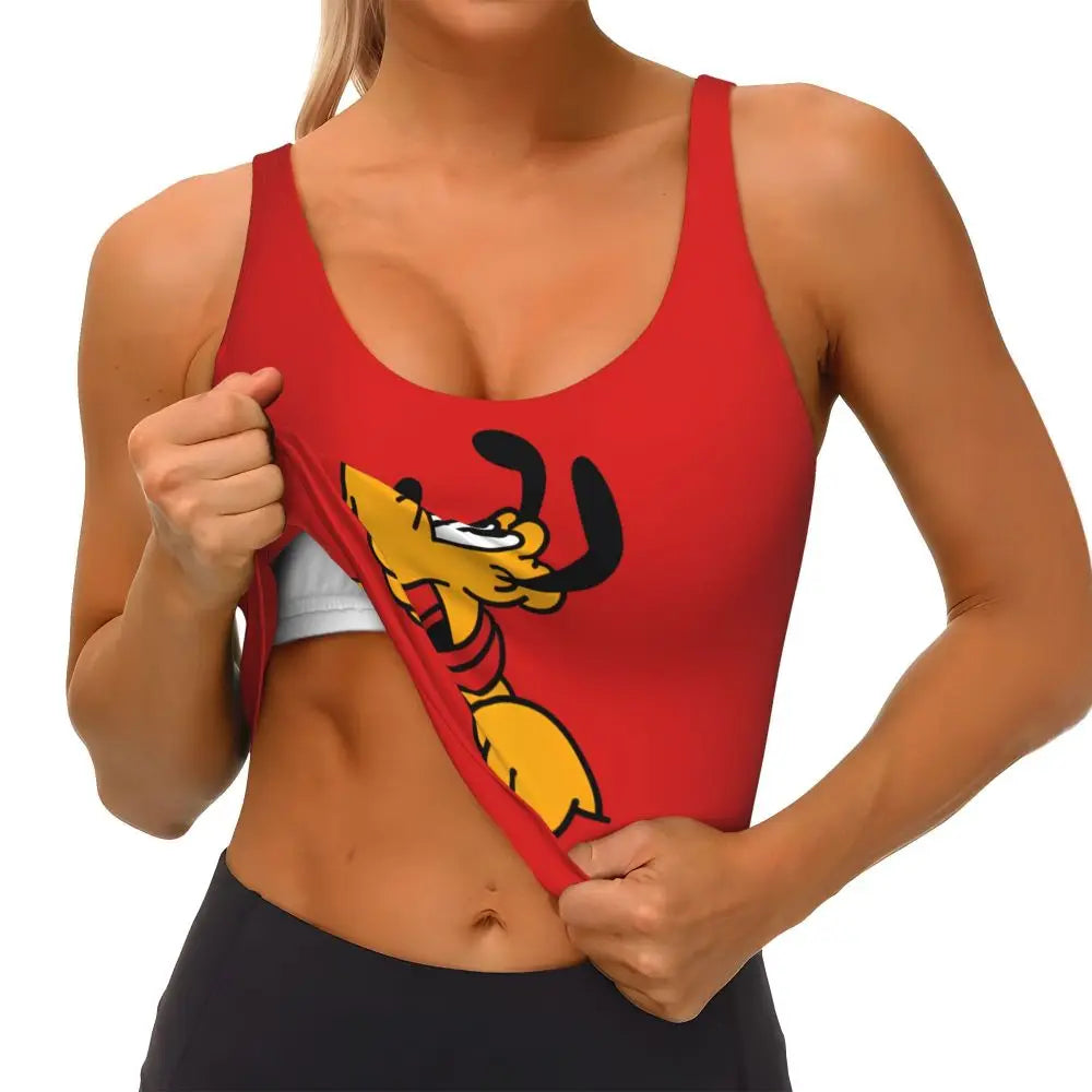 Custom Pluto Anime Manga High Impact Sports Bras for Women Classic Seamless Workout Yoga Crop Tank Tops