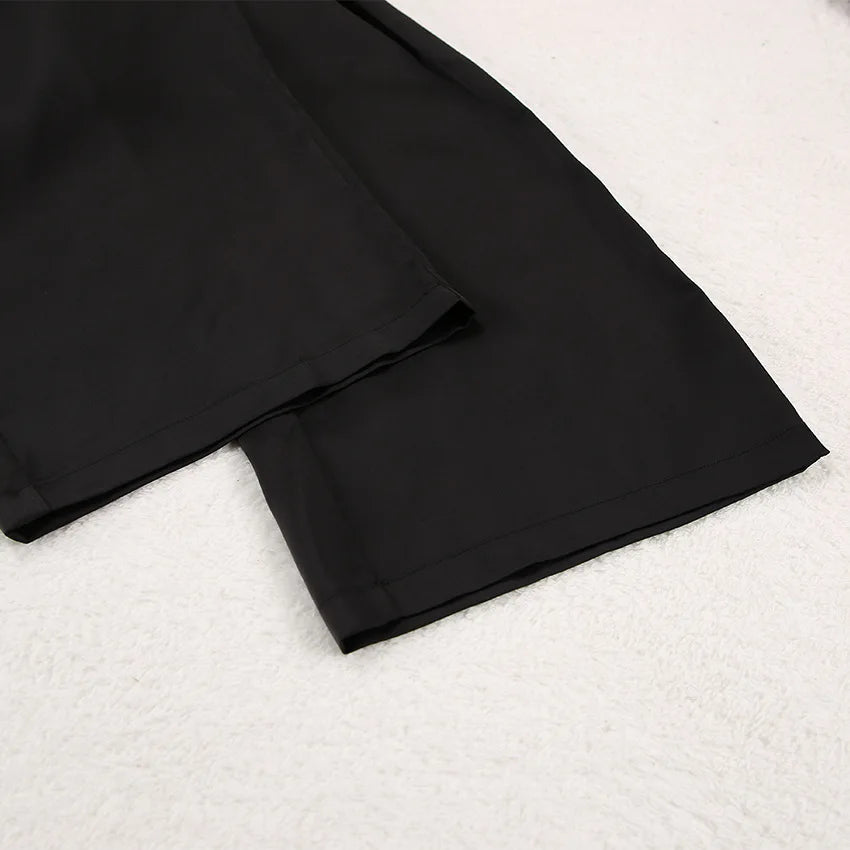 Two Pieces Women Pajama Sets Single Breasted Blouses Lounge Full Sleeve Spliced Straight Pants Casual Solid Lady Sleepwear