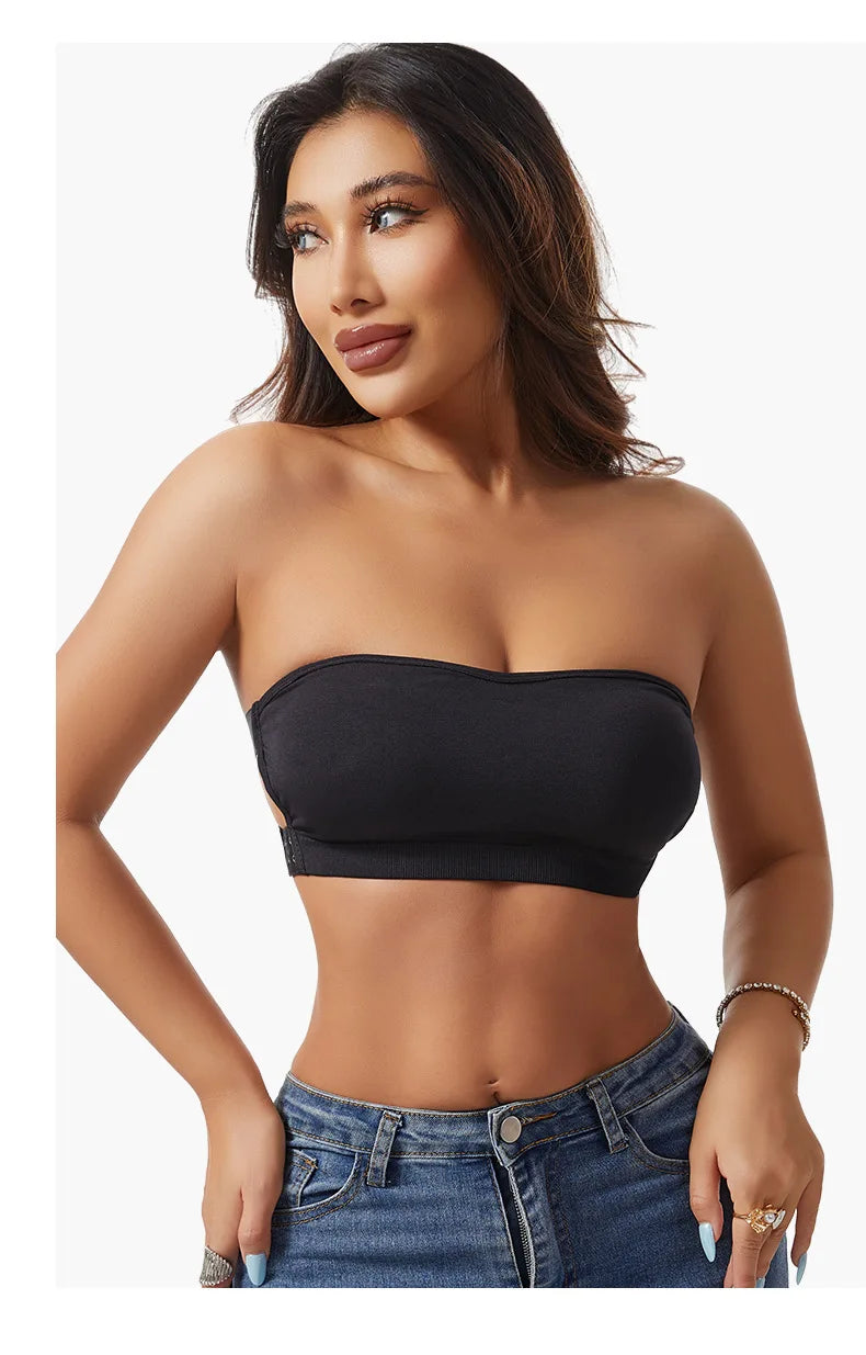 Strapless Push Up Bra For Women Wireless Removable Pad Invisible Daily Brassiere Underwear Seamless Backless Bandeau Bralette