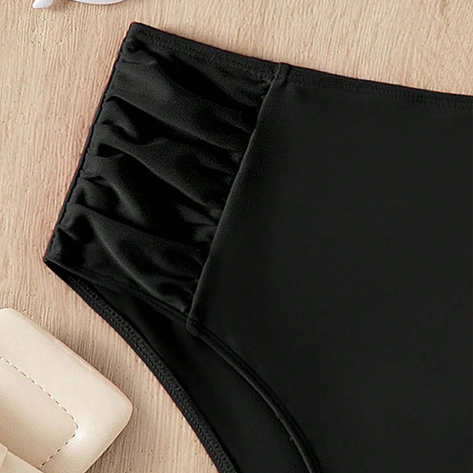 Summer Women Bikini Swimming Trunks Solid Color Sexy High Waist High Elasticity Bottoms Daily Beach Vacation Swimwear Briefs