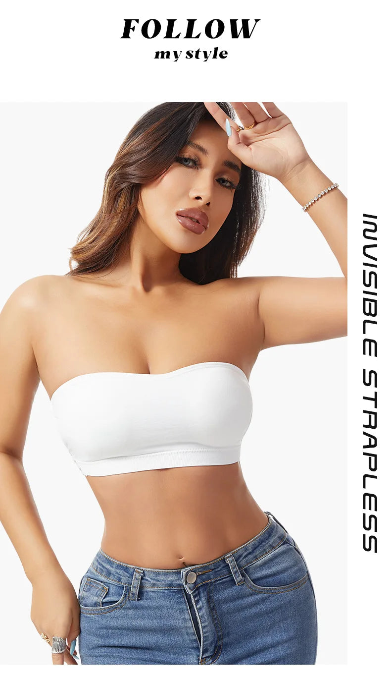 Strapless Push Up Bra For Women Wireless Removable Pad Invisible Daily Brassiere Underwear Seamless Backless Bandeau Bralette