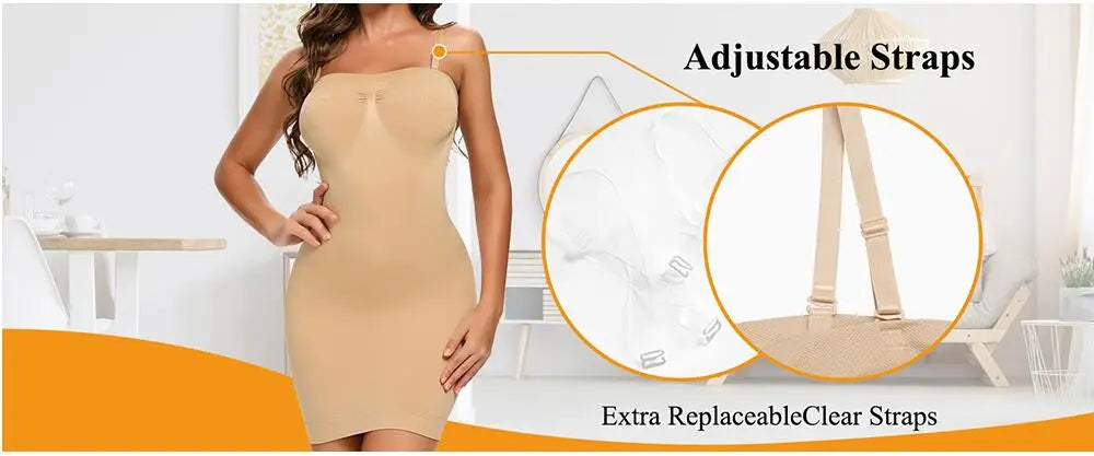 Strapless Shapewear Slip for Women Under Dress Full Slips Dress Tummy Control Camisole Body Shaper Sexy Corset Sliming Underwear