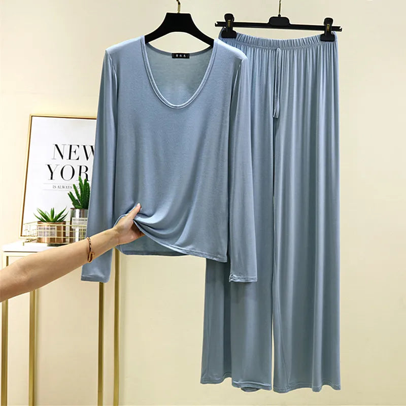 Pijama Feminina New Modal Comfort Sleepwear For Sleeping Clothes Long Sleeve Pant Set Women's Home Clothes Ladies Pajamas Suit