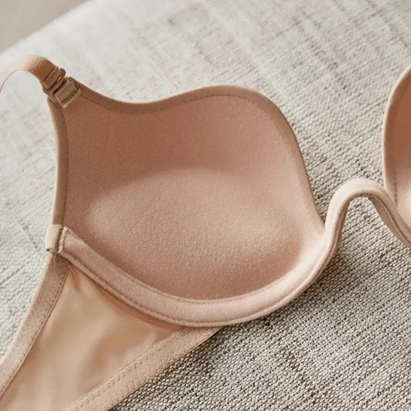 Push Up Bra Backless Women Bras Low Cut Sexy Plunge Brassiere Open Back Wedding Underwear Invisible Seamless Deep U Lingerie