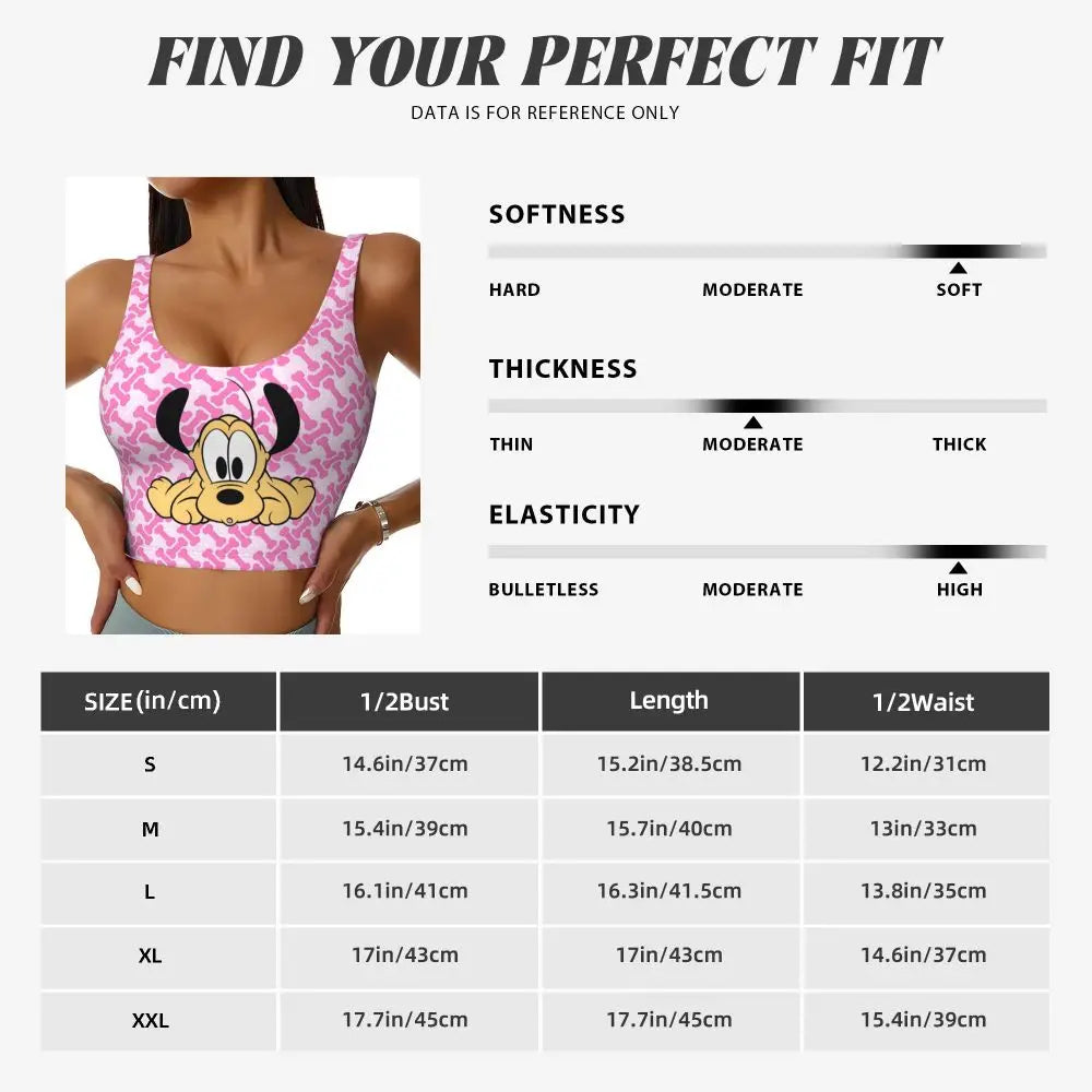 Custom Pluto Anime Manga High Impact Sports Bras for Women Classic Seamless Workout Yoga Crop Tank Tops