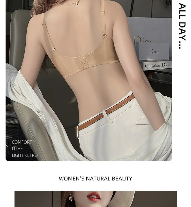 YUQI Push Up Bra Seamless Lingerie for Women Add Two Cups Half Cup Lift Sexy Lingerie Unlined Demi Bra Small Bust Support  Style