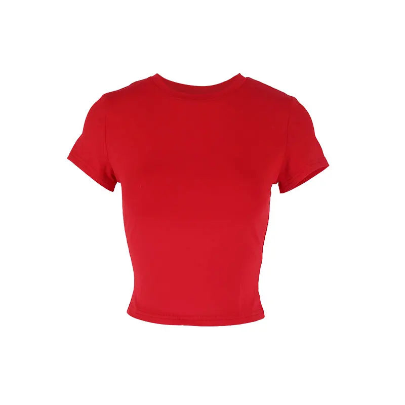 Sexy T-shirt Solid New Women Summer Streetwear Fashion O-Neck Short Sleeve Top Simple Basic Versatile Female Casual Slim T-shirt