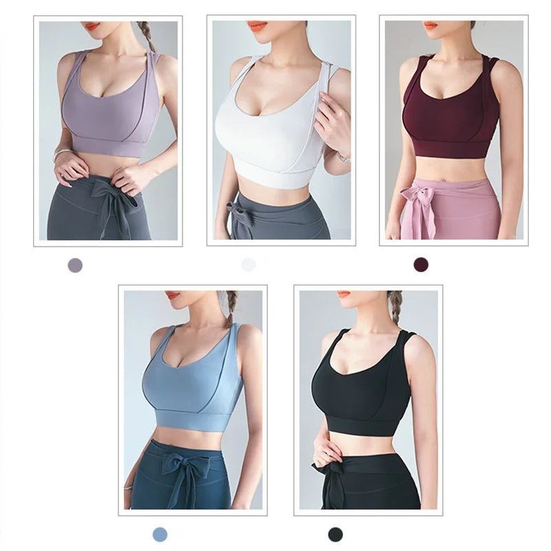 Aiithuug Sports Bras for Yoga Gym Workout Crop Top Fitness Tops Bounce Control Jogging Bras Push Up Running Top Active Wear