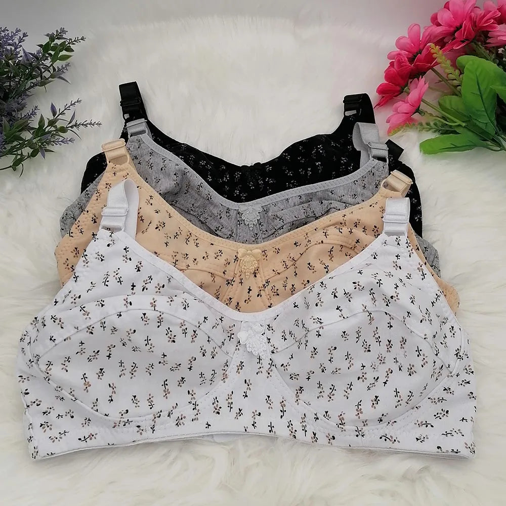 Printing Floral unlined cotton bra comfortable bras for women push up Seamelss underwear sexy lingerie plus size bra 34B-46C C32