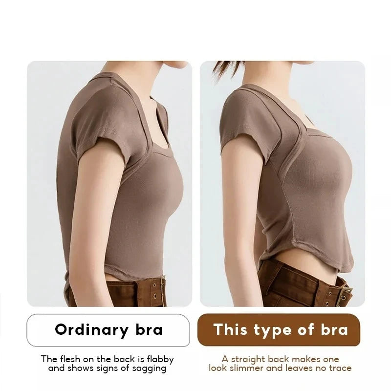 Wireless Posture Correction Bra for Women Seamless Push Up Bralette with Cross Back Support for Daily Shaping Lingerie