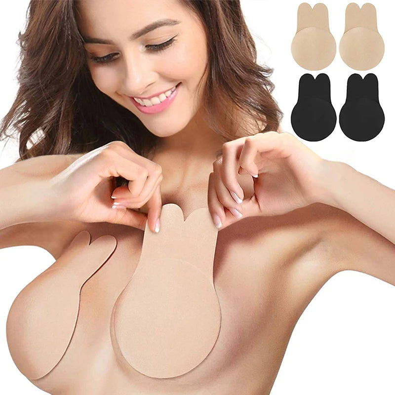 Sexy Push Up Bras Reusable Sticky Breast Lift Up Nipple Cover Rabbit Bra Pad For Women Adhesive Silicone Strapless Invisible Bra