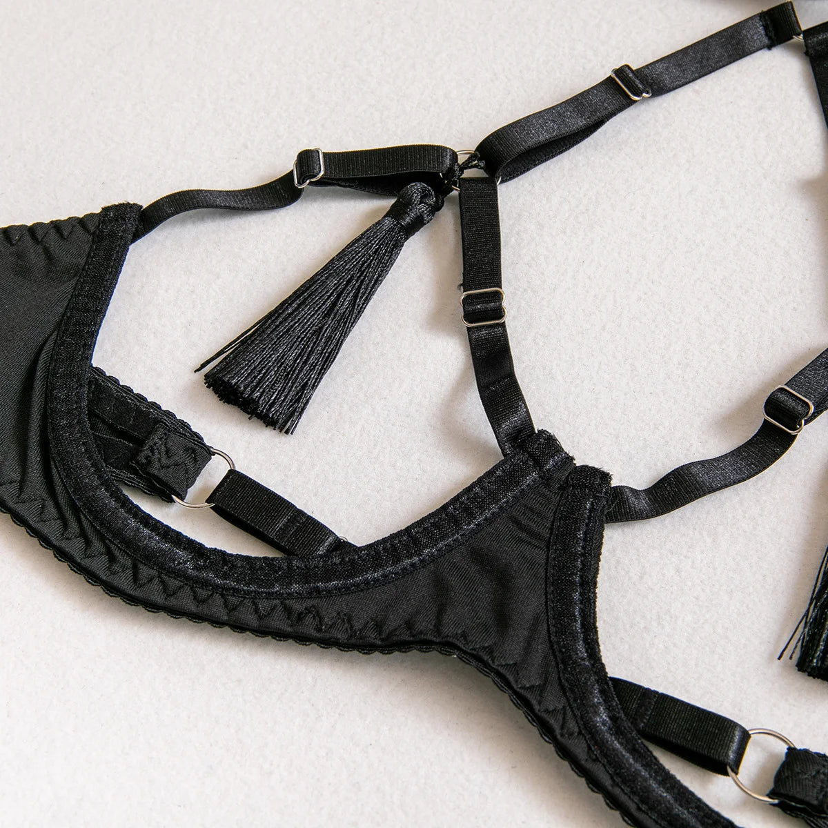 Tassel Lingerie Set Women Halter Cut Out Sexy Intimate Naked Crotchless Panties Exotic Sets Open Bra Back Open Brief Kit