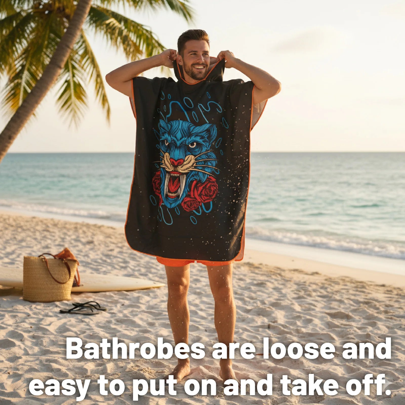 Hooded Beach Cover-Up Robe - Ultra-Soft Quick-Dry Microfiber Towel Sun Protection Swimwear Surf Cover-Up and Privacy Wrap