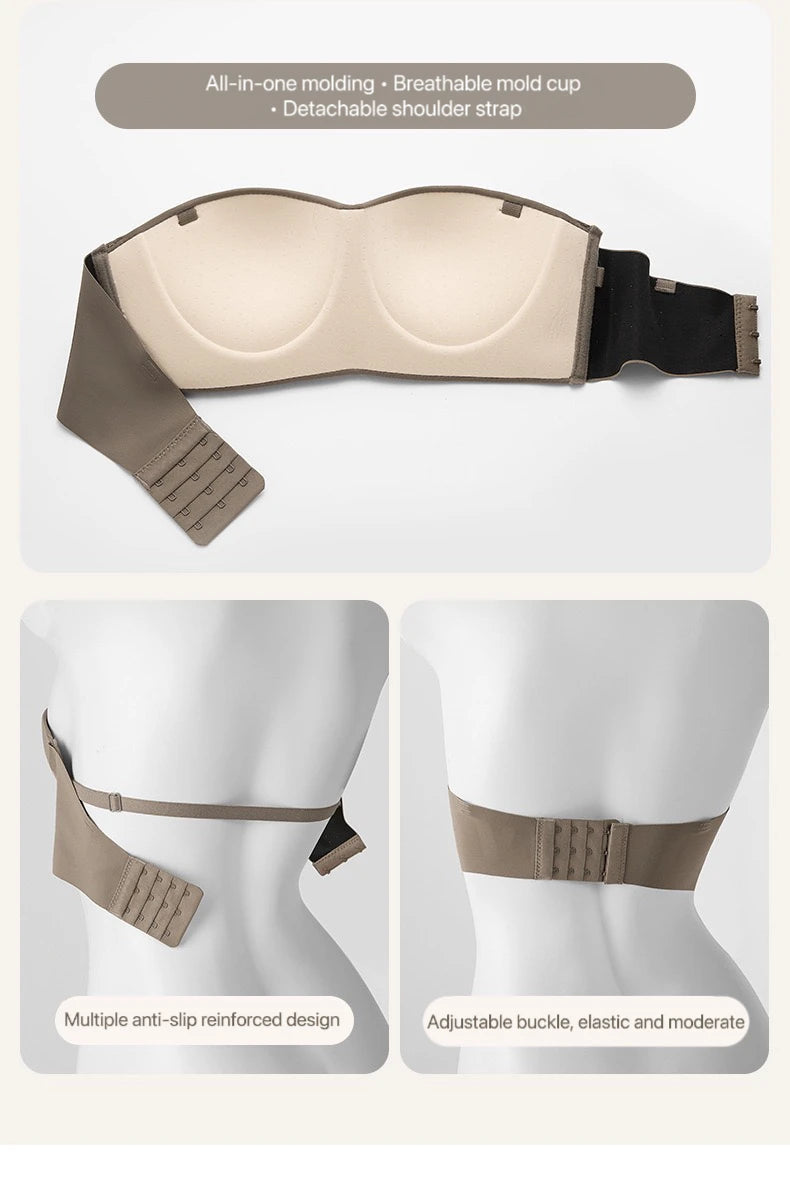 1pcs Women's Strapless Bras Lady With Padding Seamless Front Button Bra Female Comfortable Smooth Underwear Invisible Brassieres