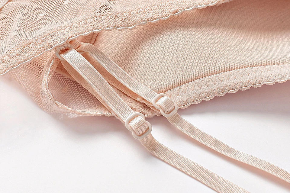 Low Back Bras For Women Seamless Invisible Backless Bra Polka Dot Mesh Bralette Ladies Wireless Brassiere