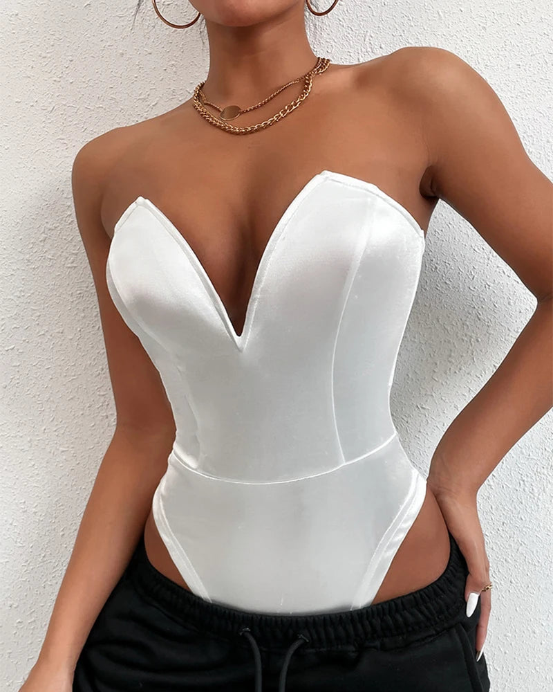 Bodysuit Shapewear Deep V-Neck Body Shaper Thong Shapers Waist Trainer Women Push Up Slimming Corset Top ClubWear For Women