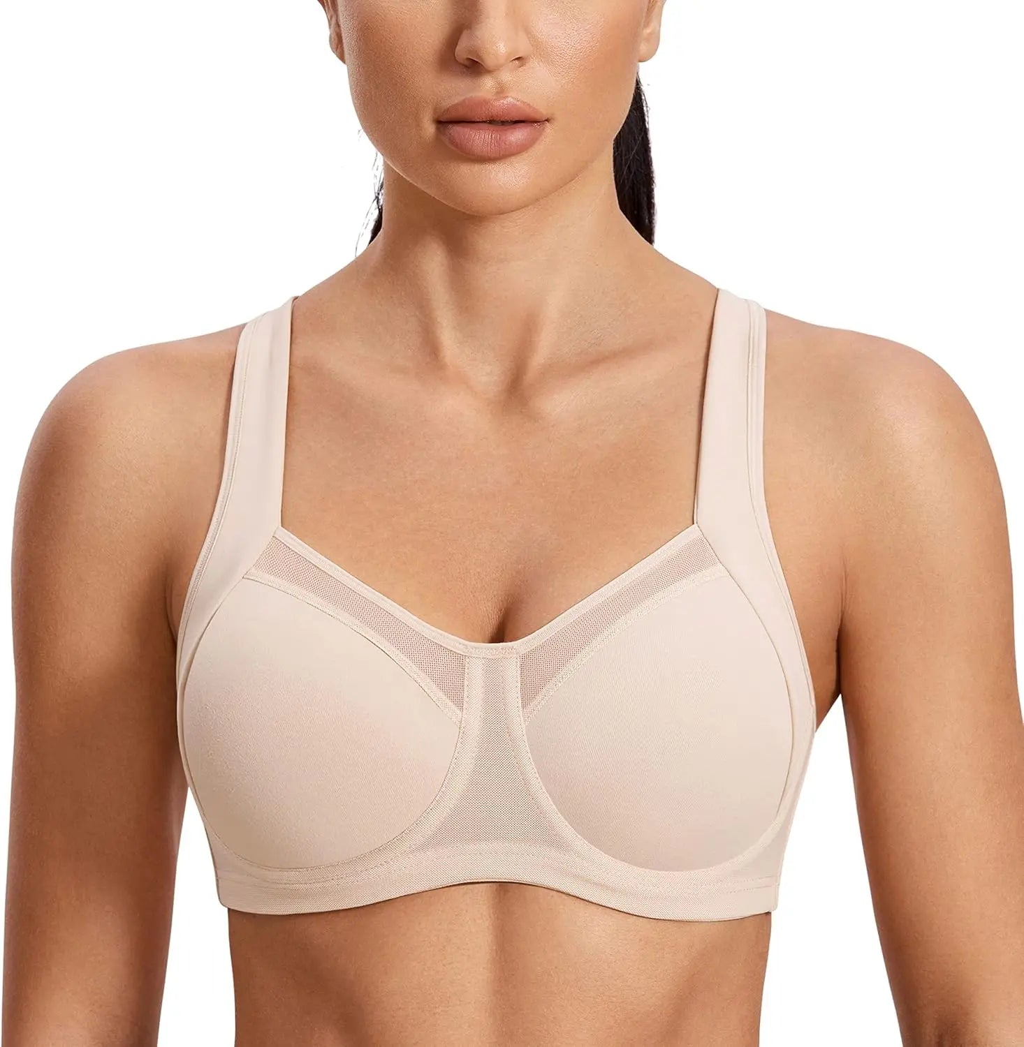 High Impact Sports Bras for Women High Support Unlined Underwire Racerback No Uniboob Workout Bra