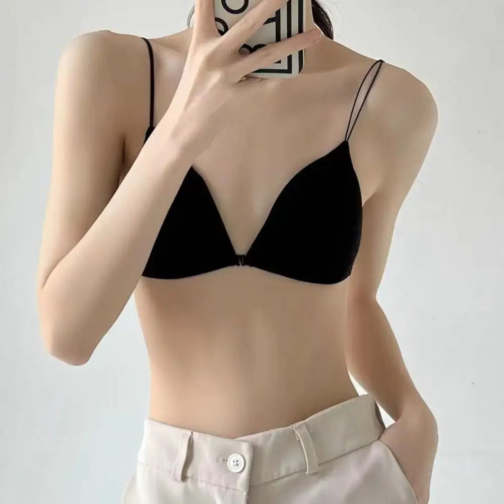 Fachion Triangle Bras for Women Beauty Back Push-up French Style Bra Thin Strape Solid Color Wireless Bra Girls