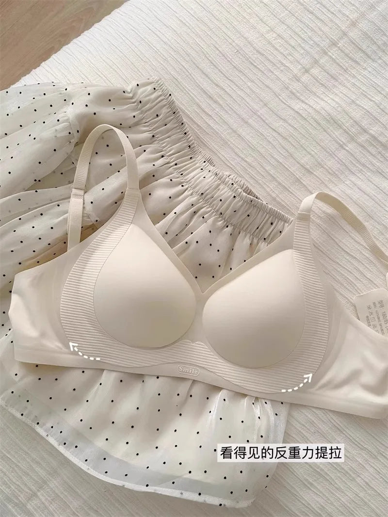Seamless Wireless Bra Women Push-Up Gel Support Anti-Sagging Bralette Side Coverage Lift Comfort Bras Small Chest No Underwire