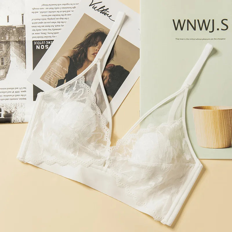 Lace Bras for Women Push Up Bra Non-wire Bralettes Solid Color Patchwork Lace Brassiere Fixed Cup Padded Underwear Sexy Lingerie