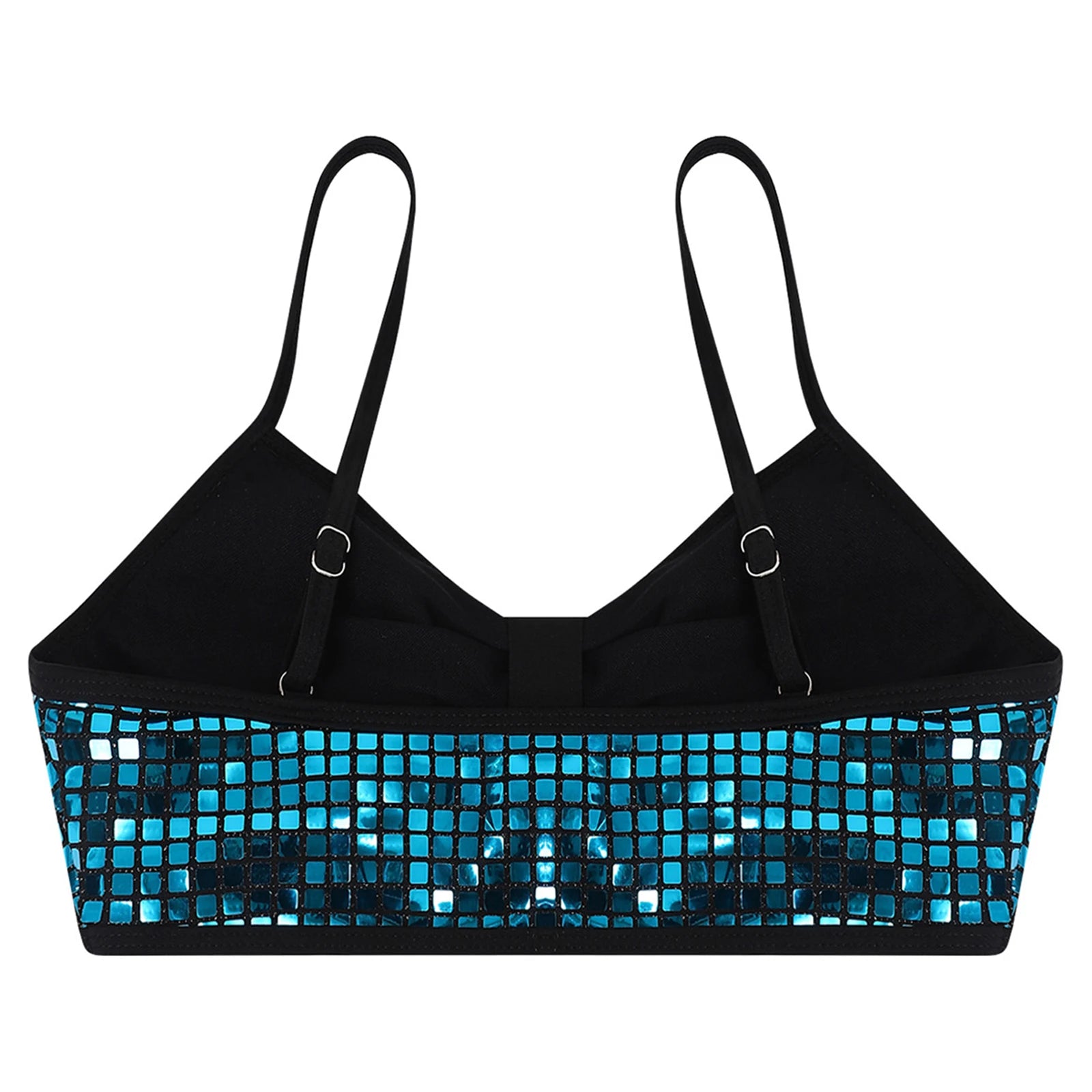 Womens Bikini Swimsuit Tops Glittery Sequin Bra Camisole Tops Adjustable Shoulder Straps Removable Chest Pads Crop Vest Tank Top