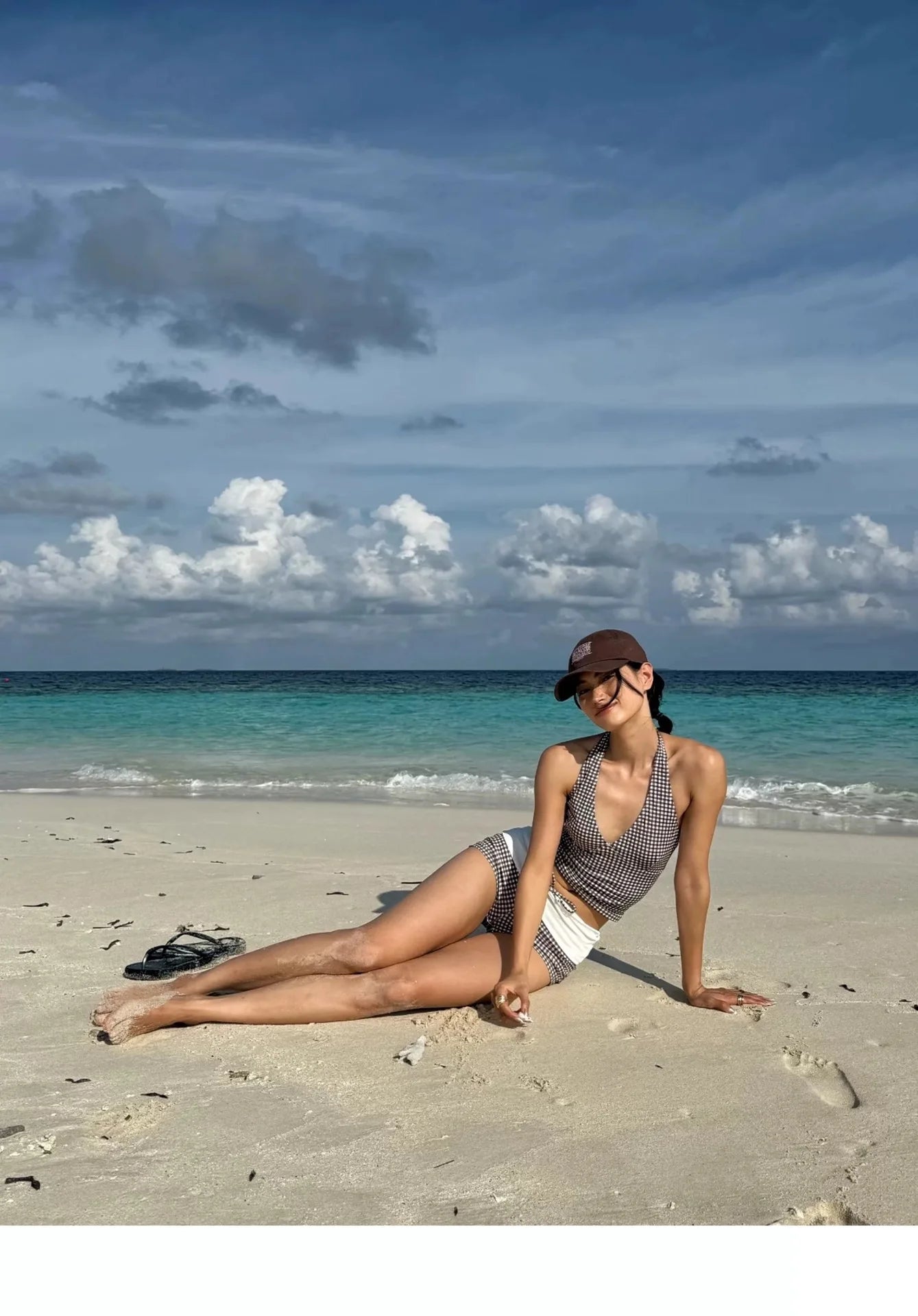 New Sexy Deep V Push Up Bikini Set High Waisted Checkered Brief Tummy Control Backless Two Piece Swimsuit for Beach Vacation