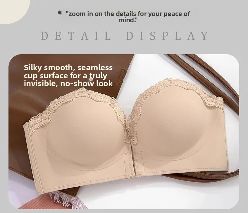 Ultimate Push Up Bra 12cm Padded Front Closure Strapless Plunge Bra for Small Chest Extreme Lift Invisible Back Comfort Wear