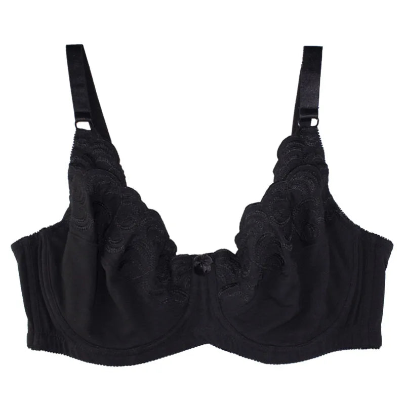 Women's Underwear Full Coverage Bras Plus Size Brassiere Embroidery No-padded  Underwire Bralette  36-46C/D/DD/DDD/E/F/G