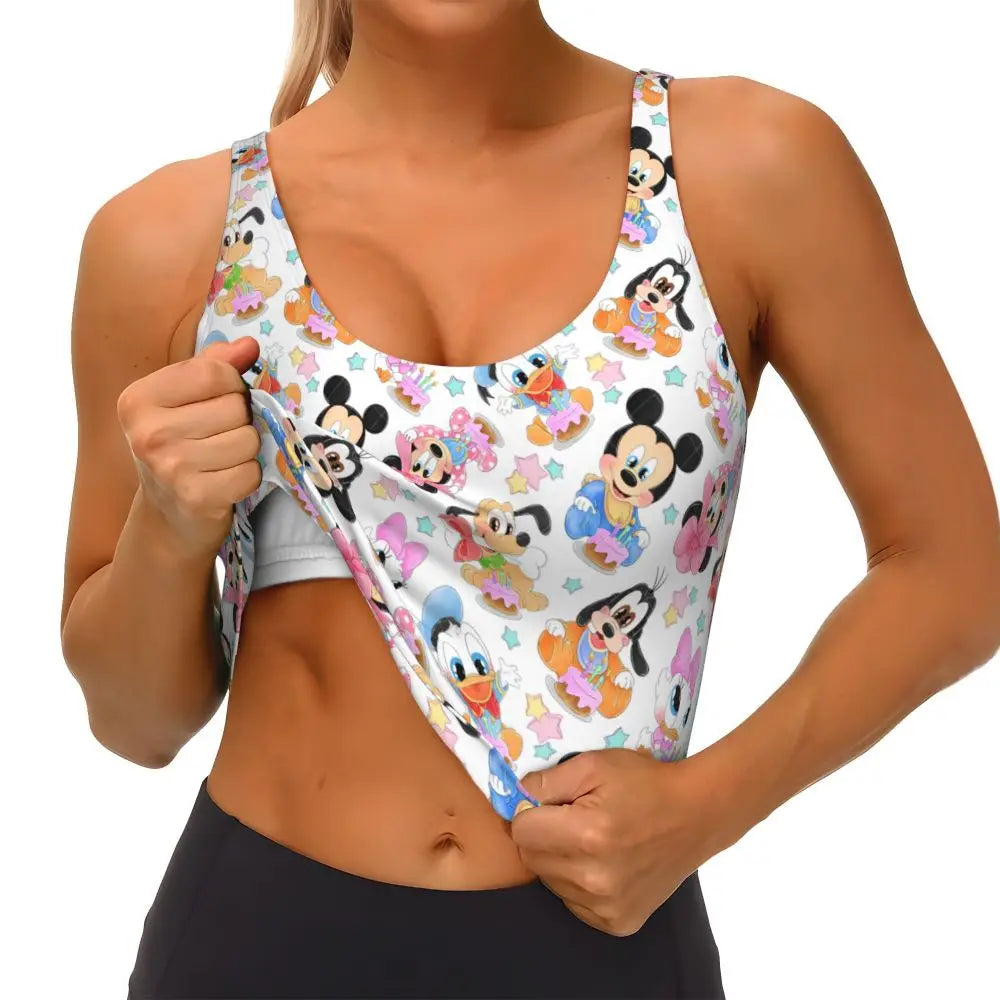Custom Goofy Cartoons High Impact Sports Bras for Women Mangas Seamless Workout Running Crop Tank Tops