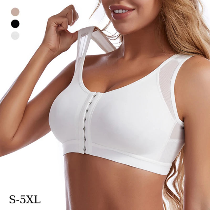 Vest Bras S-5XL Front Closure Posture Corrector Lift Up Bra Women Push Up Cross Back Underwear Shockproof Sports Support Fitness