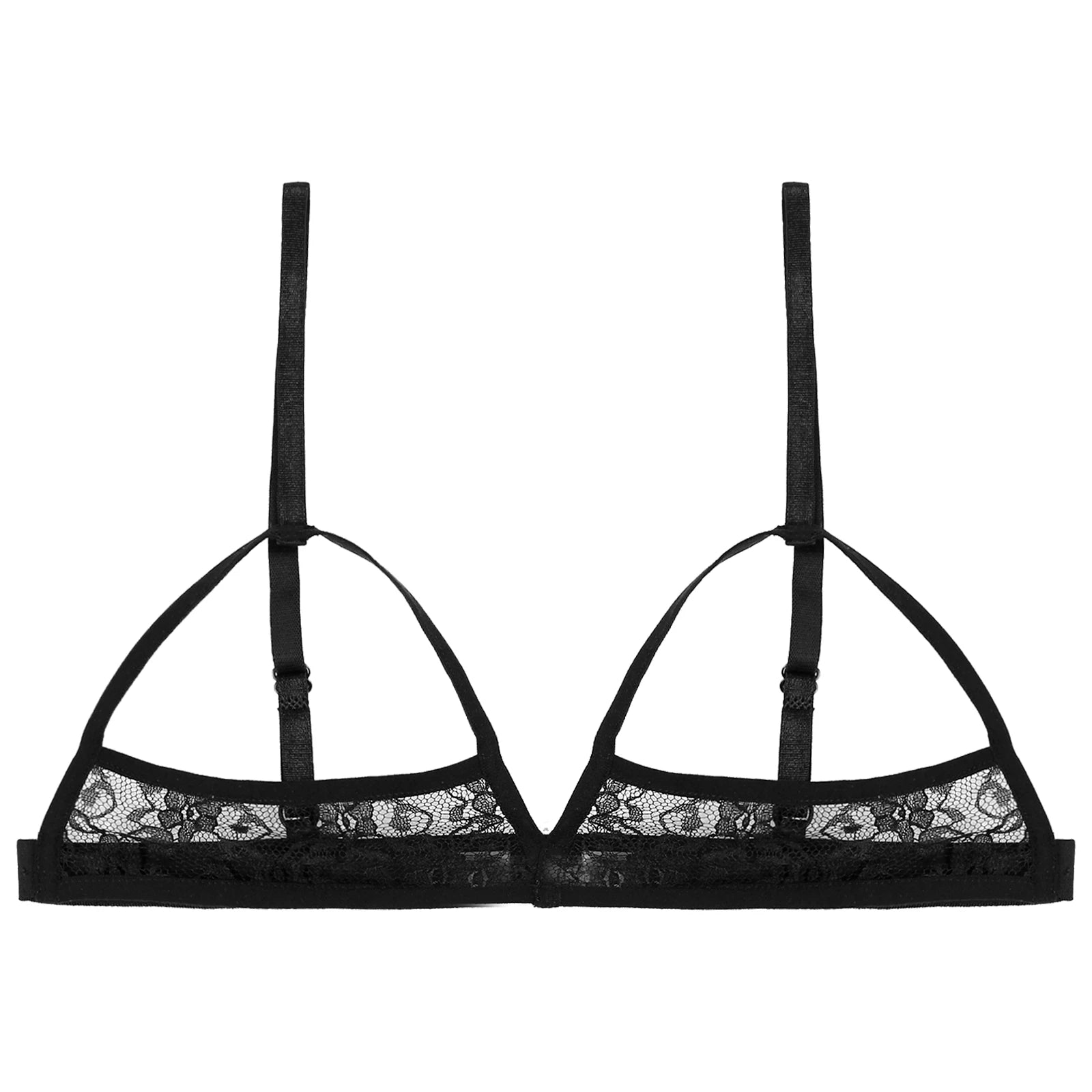 Womens Sheer Floral Lace Open Cups Bra Wireless Bra Adjustable Straps Unlined Bralette Sexy Lingerie Underwear Woman Bras Tops