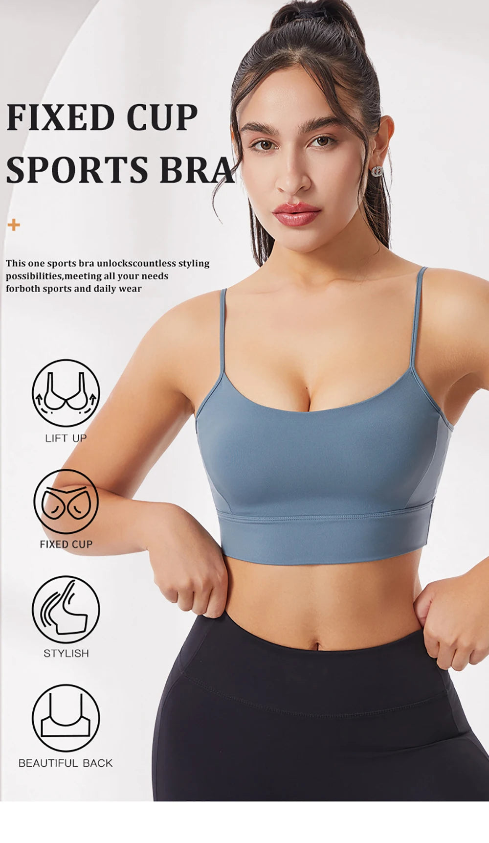 Low Back Sports Bra For Women Low Impact Padded Workouts No Underwire Bralette Beauty Back Yoga Spaghetti Straps Vest Tops