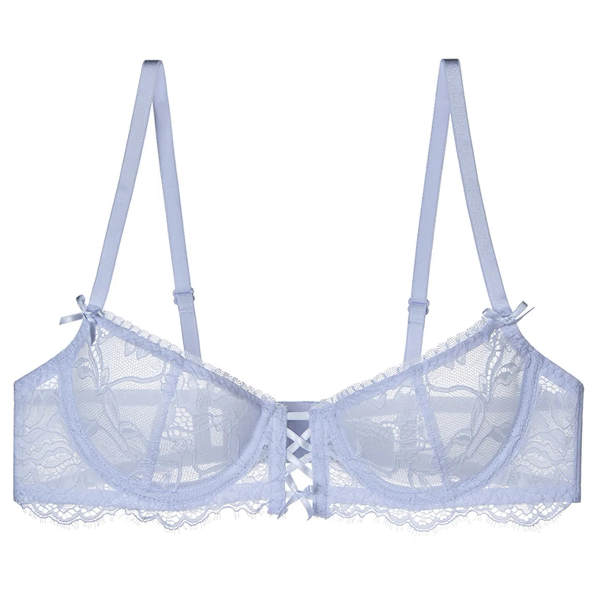 Women Sexy Bra See Through Lace Lingerie Bow Lace Embroidery Underwear Daily Female Bra