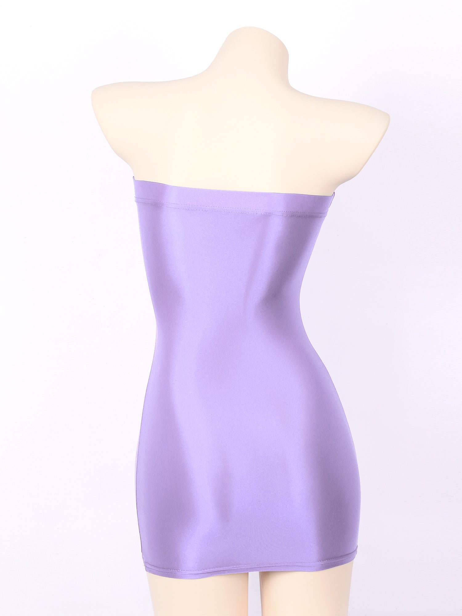 Women's Strapless Bodycon Dress Sleeveless Transparent Tight Pencil Dress Oil Glossy Package Hip Sheer Mini Dresses Clubwear