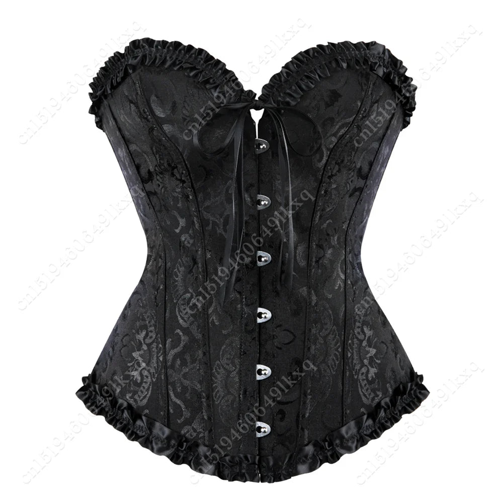 Corset Bustier Top for Women Bustier Overvst Sexy Lace Up Sexy Floral Corset Lingerie Gold Yellow