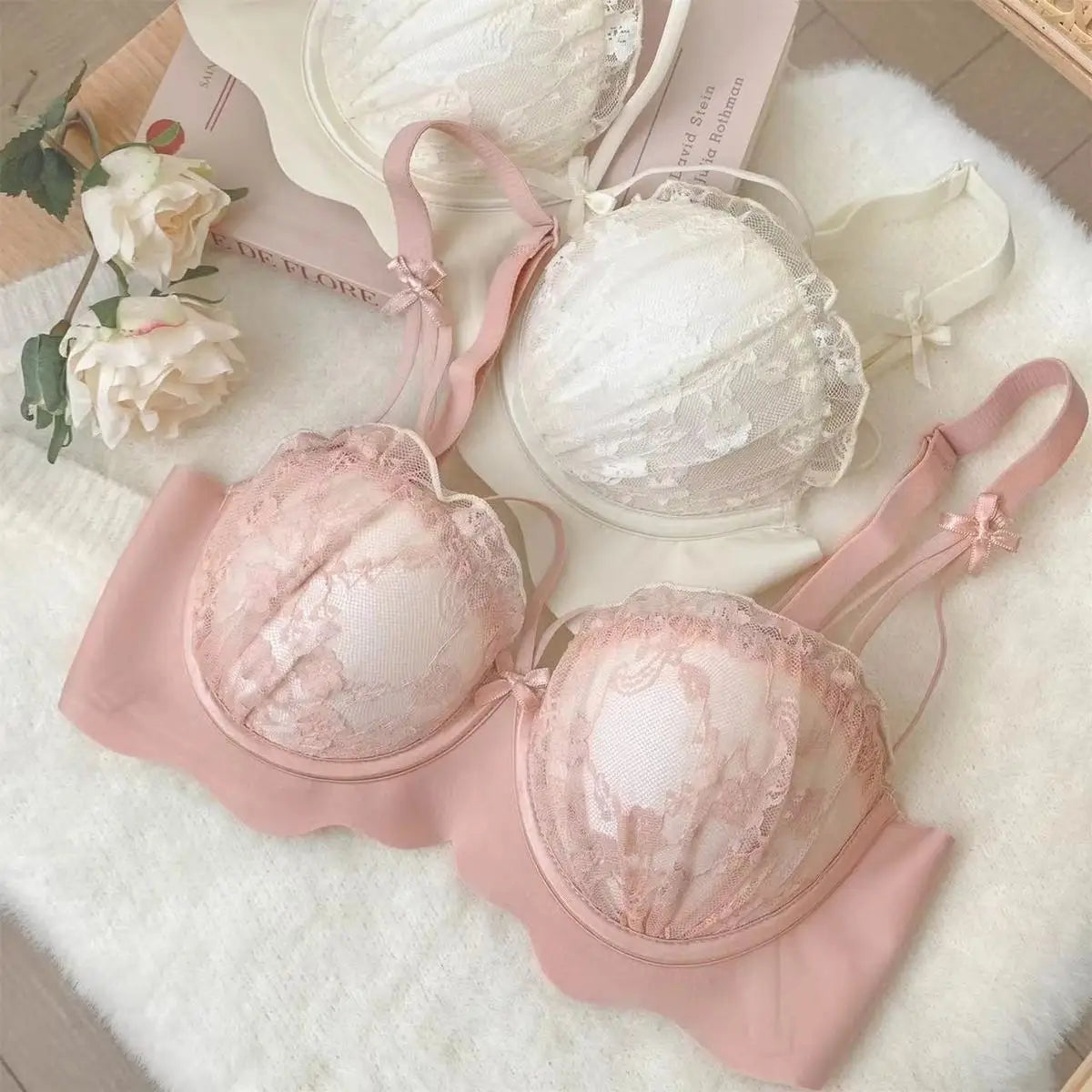 Sexy Bras Women's Preventing Sagging Pure Desire Aesthetic Lace Wireless Bralette Explosive Popular Style Small Bust Gathered