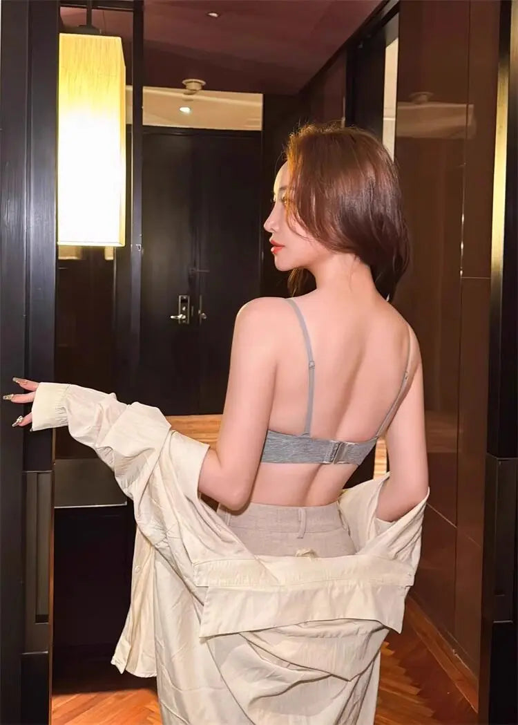 Bras for Small Bust Women Thin Strap Wireless Push Up Padded Bralette Stick On Silicone Adhesive Bra Petite Backless