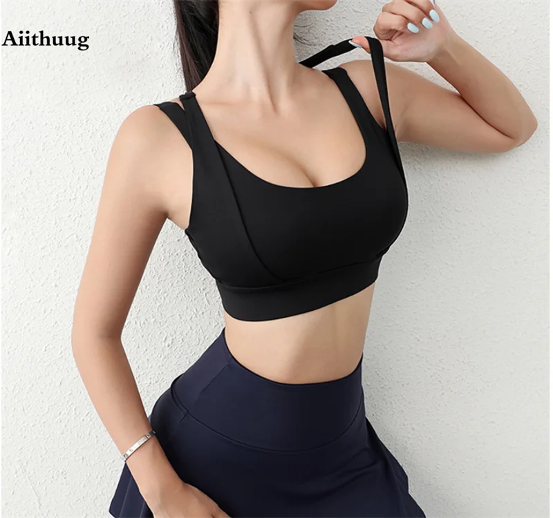 Aiithuug Sports Bras for Yoga Gym Workout Crop Top Fitness Tops Bounce Control Jogging Bras Push Up Running Top Active Wear