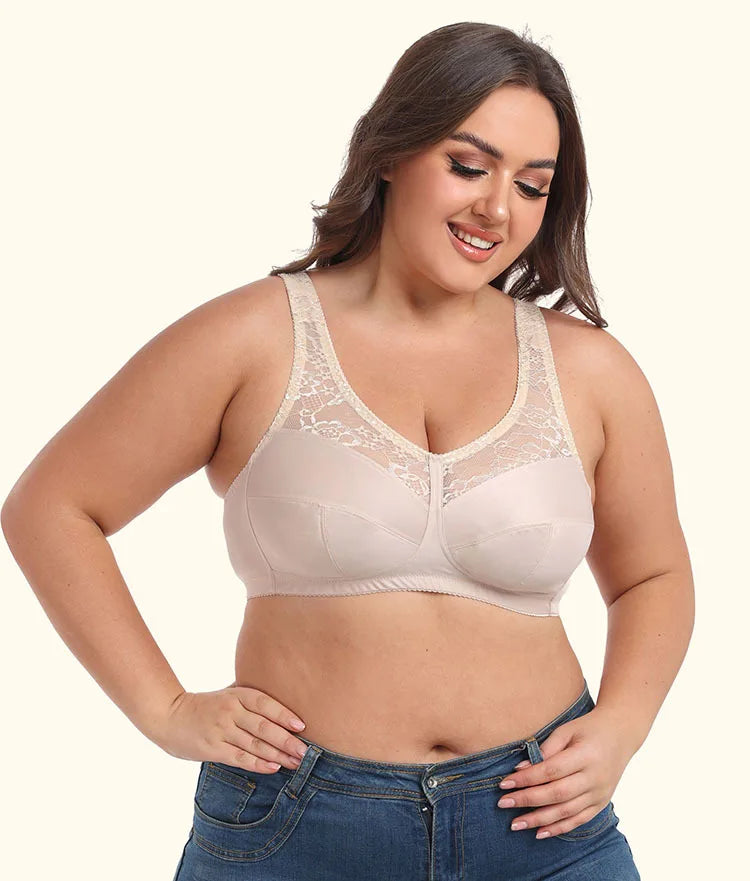 Summer Bra Thin Full Cup Bra for Women Sexy Lace Large Size Non Padding Wirefree Bras Plus Size Breathable Bralette BCDEFG