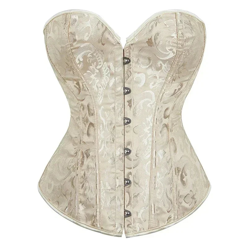 Sexy Corset Women Bustiers Top Jacquard Vintage Flower Print Lingerie Corsets and Bustiers Lace-up 2025