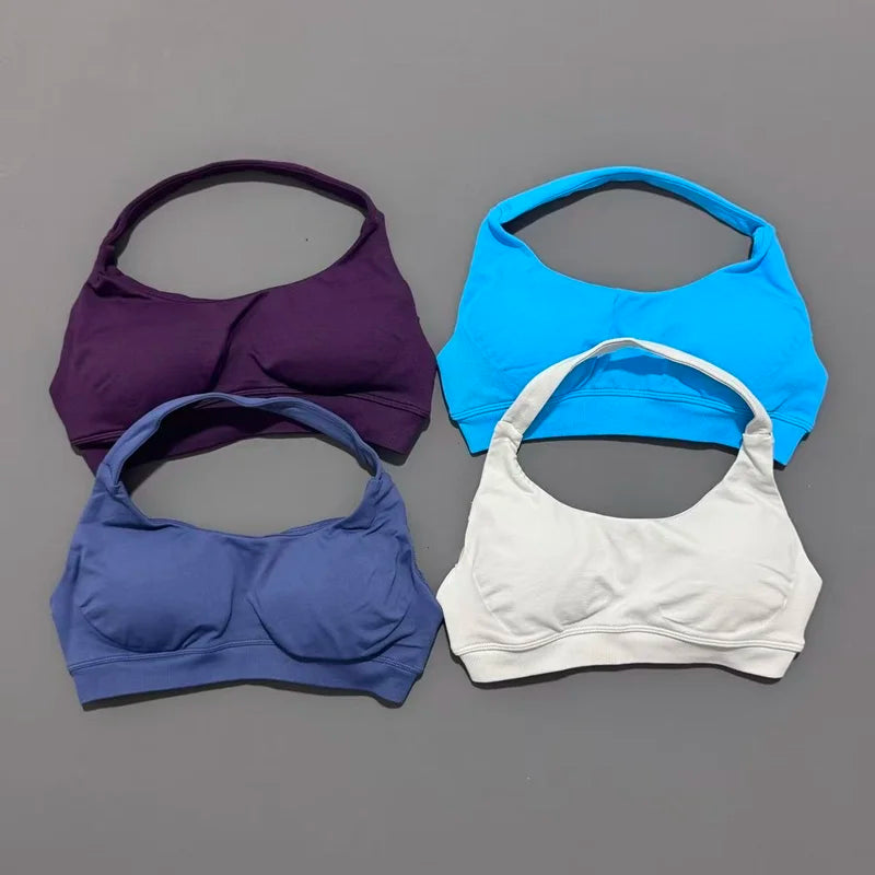 Sports Bra Women Seamless Halter Sports Bra High Support Open Back Activewear Gym Tank Top Fitness Yoga Workout Bra