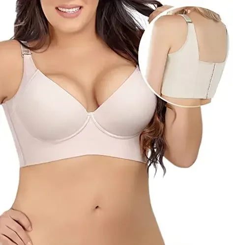 Women Deep Cup Bra Hide Back Fat Underwear Full Back Coverage Plus Size Push Up Bra