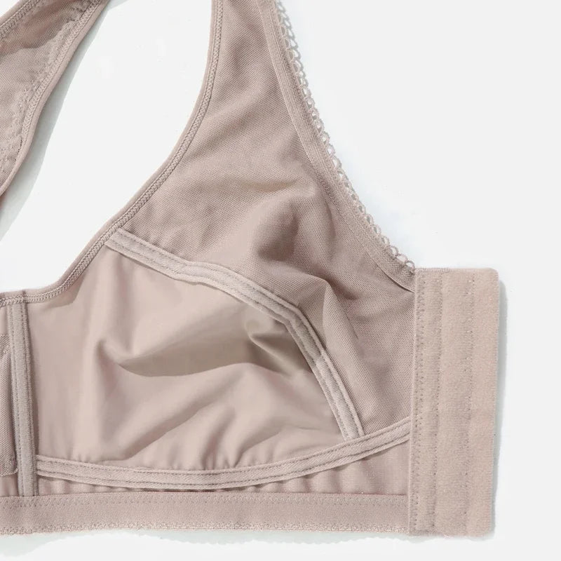 7 Hooks Front Closure Unlined Thin Comfort Bra Plain Floral Undewear Full Cup Minimizer Wireless Lingerie 0XL-5XL